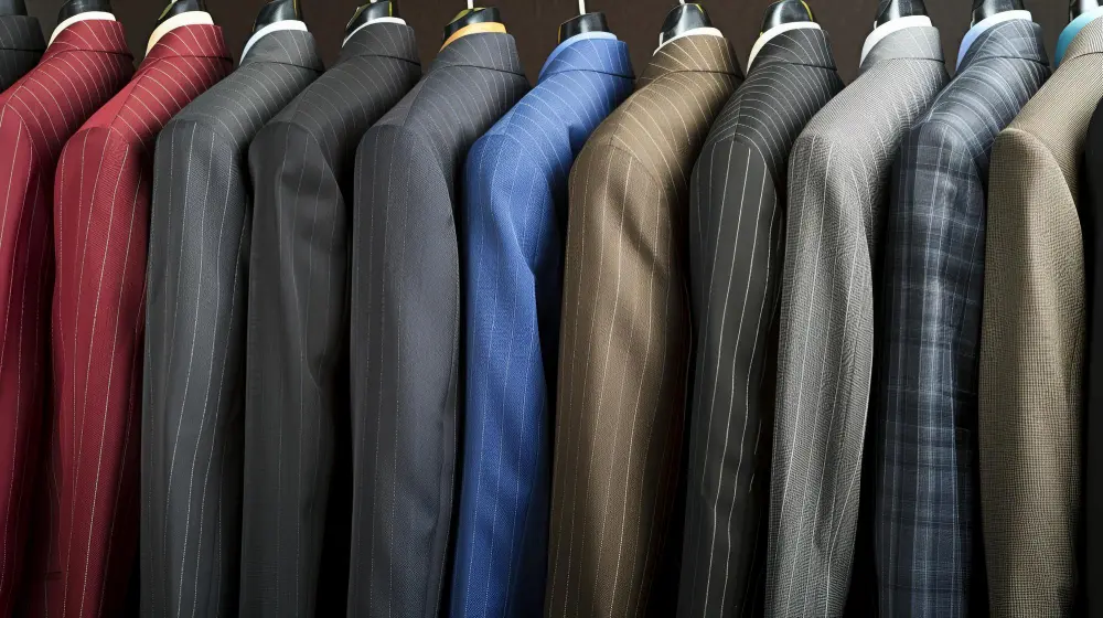 Business wardrobe with tailored suits and professional clothing for daily office wear