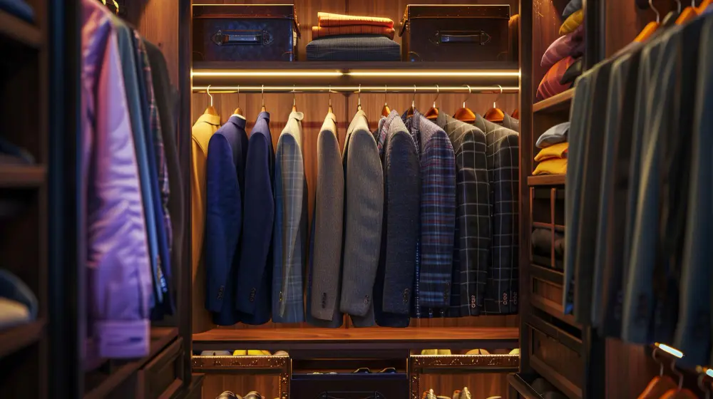 Organized minimalist clothing rack representing functional personal styling by Near Tailors UAE