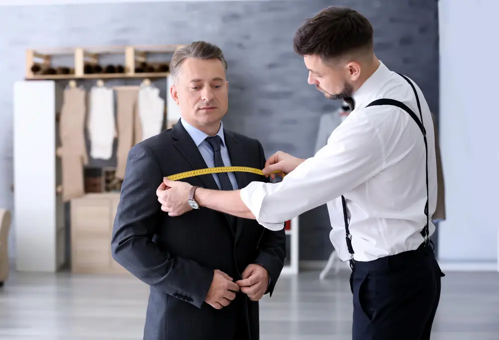 Professional tailor providing home tailoring service in Dubai for a client